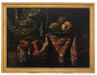 Auktionens dyraste matta var från 1600-talet. Konstnären som målat den heter Fransesco Fieravino (1610 - 1660). Han är inte lika berömd som de stora mattmålarna Lotto, Holbein, m.fl.
Men avbilda mattor kunde han. Den som vill se knutar i ”über-närbild” ska köpa sig denna tavla.